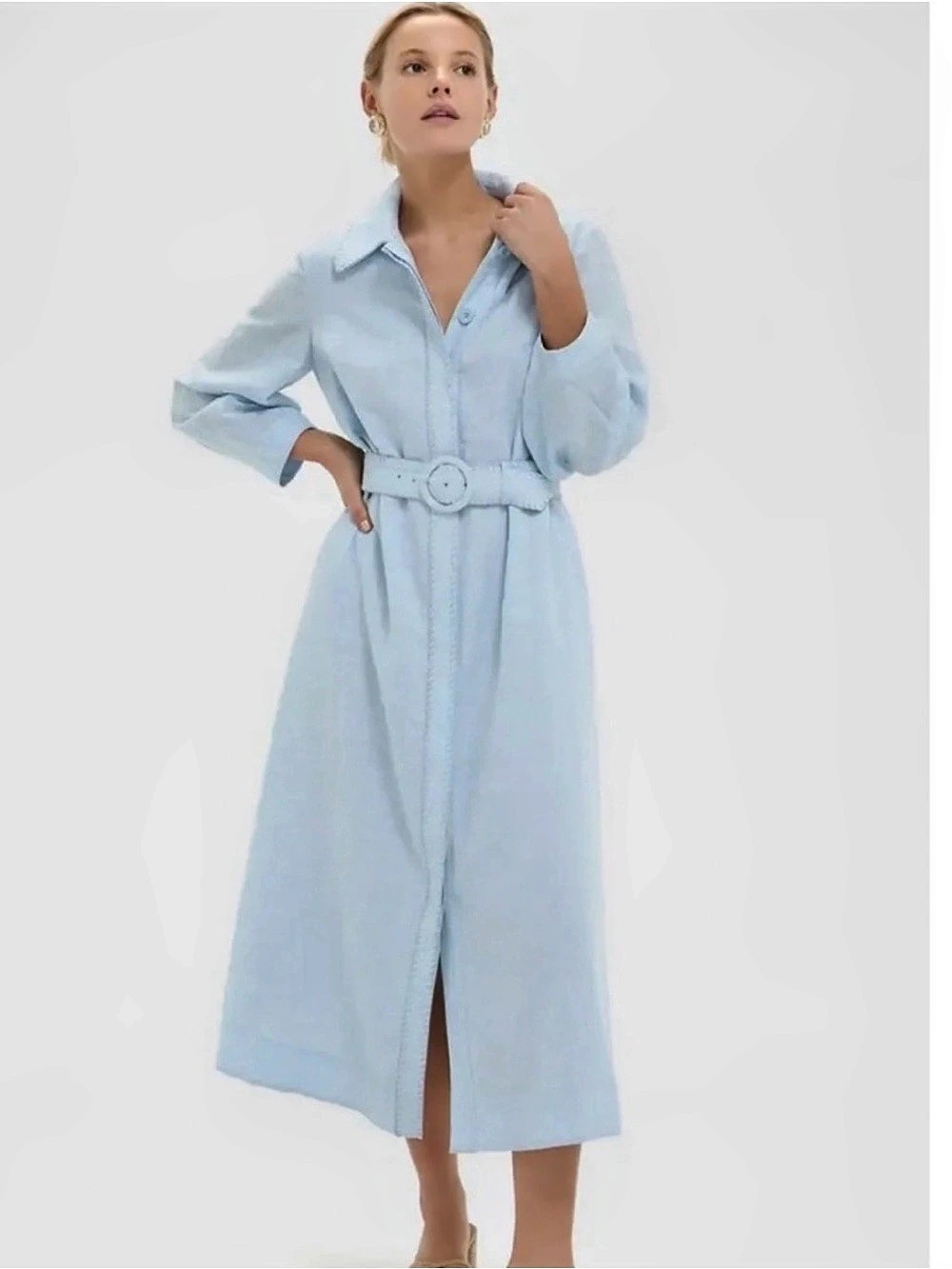Tuckernuck Light Blue Whipstitch Landon Dress Blue XXL